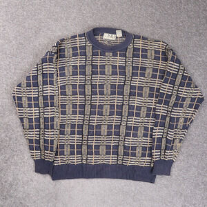 Vintage IZOD Geometric Plaid Medium Multicolor Long Sleeve Pullover Sweater